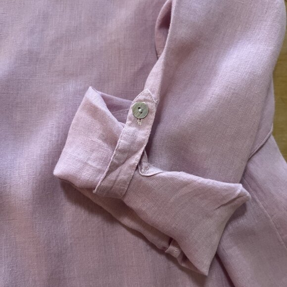 J. Jill Women's Love Linen Size M Pink Dress Shirt Button Front Long Sleeves - Picture 5 of 11